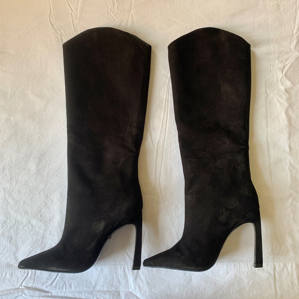 Schutz Maryana Sculpt Boots in Black Suede US5